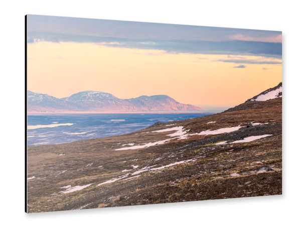 Alu-Dibond "Schneebedeckte Berge in Island" 30x20 cm artboxONE