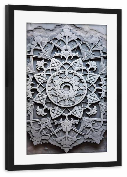 Poster mit Rahmen schwarz "Mandala - Beton - Spritzbeton" artboxONE - Floral,Abstrakt,Architektur