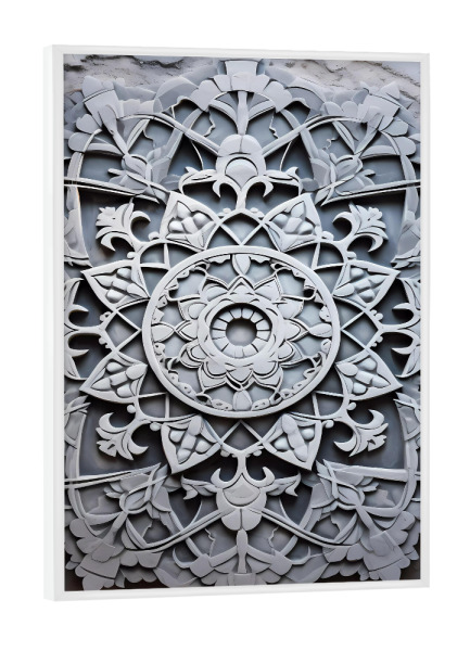 Poster mit weißem Rahmen "Mandala - Beton - Spritzbeton" artboxONE - Floral,Abstrakt,Architektur