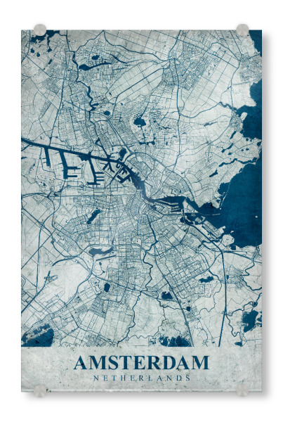Acrylglasbild "Vintage City Map von Amsterdam" artboxONE - Städte / Amsterdam,Kartografie