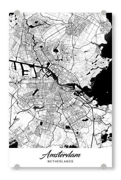 Acrylglasbild "Amsterdam City Map" artboxONE - Städte / Amsterdam,Kartografie