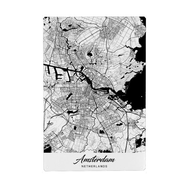 Holzbild "Amsterdam City Map" artboxONE - Städte / Amsterdam,Kartografie
