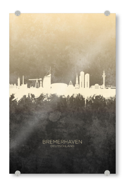 Acrylglasbild "Bremerhaven Skyline Taupe" artboxONE - Städte - Bremerhaven,Deutschland,Deutschlandskyline,Stadtbild,Stadtbild,Aquarell,Malerei