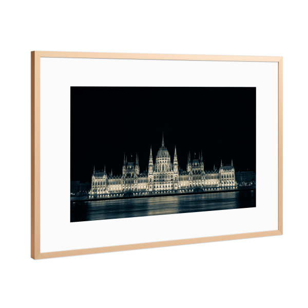 Poster mit Rahmen Kupfer "Das Parlament" artboxONE - Reise,Architektur,Städte / Budapest - Budapest,Ungarn,Parlament,Donau,Buda,Pest