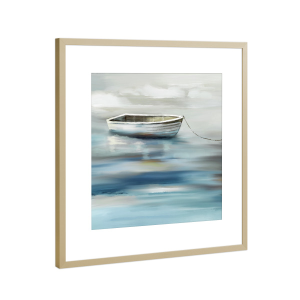 Poster mit Rahmen Gold "Warten auf Fahrt" artboxONE - Abstrakt,Reise / Strand und Meer - Boot,Wasser,Ozean,Meer