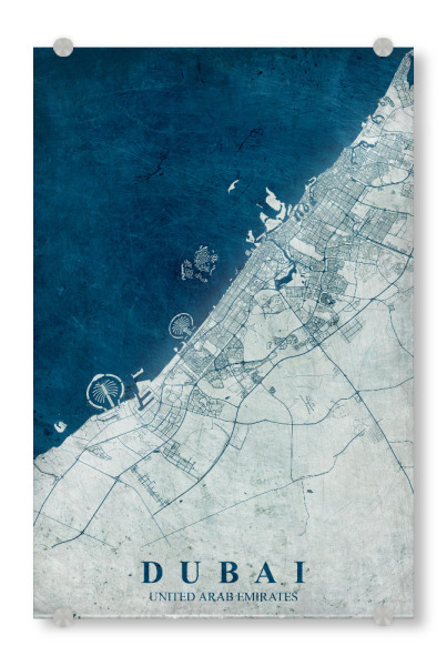 Acrylglasbild "Vintage City Map von Dubai" artboxONE - Städte / Dubai,Kartografie
