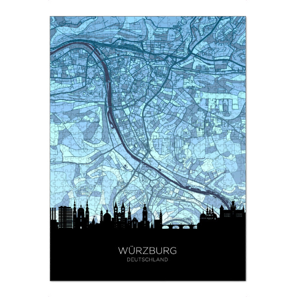 Puzzle Ravensburger "Würzburger Skyline-Karte" artboxONE - Städte,Kartografie