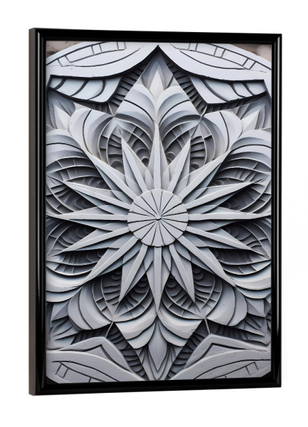 Poster mit schwarzem Rahmen "Mandala - Beton - Fertigteil" artboxONE - Floral,Abstrakt,Architektur