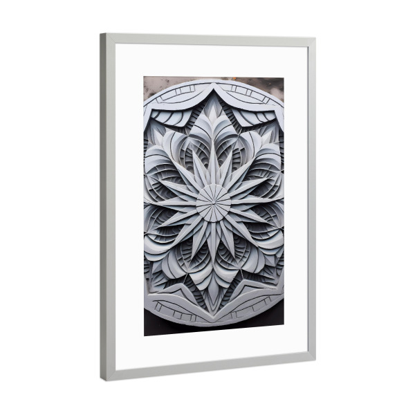 Poster mit Rahmen Silber "Mandala - Beton - Fertigteil" artboxONE - Floral,Abstrakt,Architektur