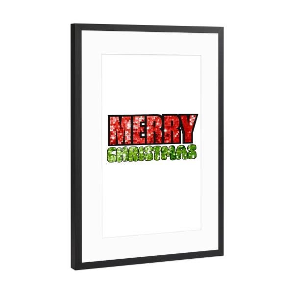 Poster mit Rahmen Schwarz (Metallic) "Frohe Weihnachten-Glitzer" artboxONE - Abstrakt,Weihnachten,Buchstaben,Lustig
