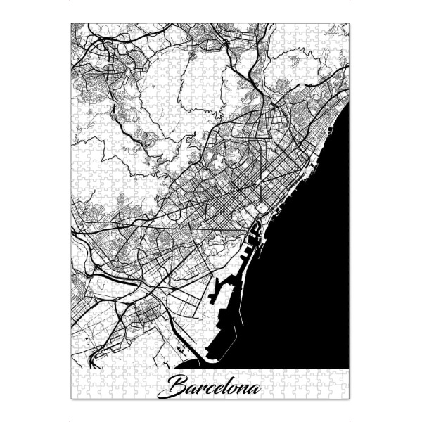 Puzzle Ravensburger "Barcelona City Map" artboxONE - Schwarzweiß,Städte / Barcelona,Kartografie