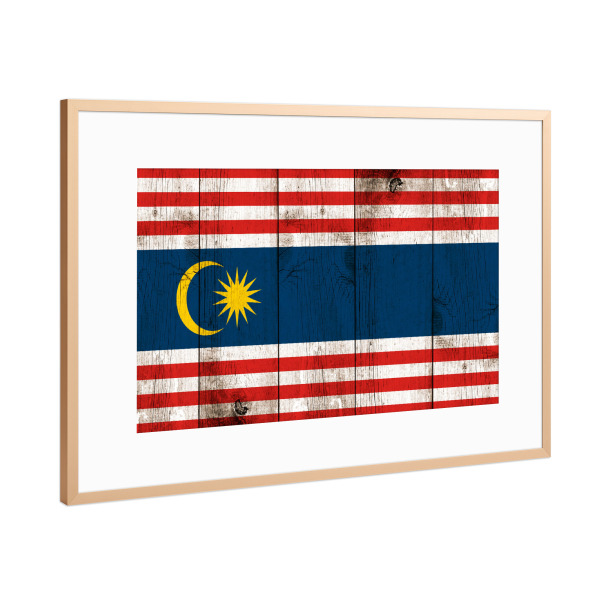 Poster mit Rahmen Kupfer "Kula Lumpur Flag" artboxONE - Städte,Reise,Reise / Asien,Reise / Länder,Städte / Weitere