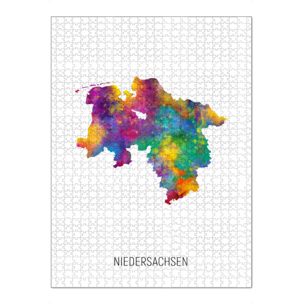 Puzzle Ravensburger "Landeskarte von Niedersachsen" artboxONE - Kartografie - Niedersachsen,Karte,Aquarell,Malerei,Landeskarte,Deutschland