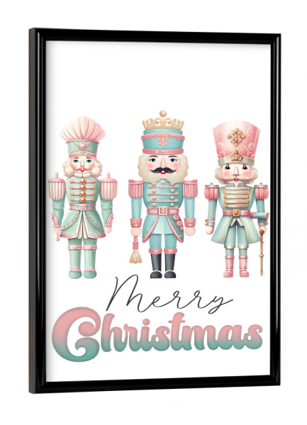 Poster mit schwarzem Rahmen "Blaue Weihnachtsnussknacker" artboxONE - Fashion,Weihnachten,Buchstaben,Festivals,Lustig