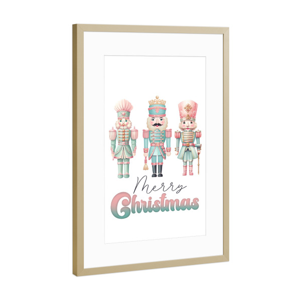 Poster mit Rahmen Gold "Blaue Weihnachtsnussknacker" artboxONE - Fashion,Weihnachten,Buchstaben,Festivals,Lustig