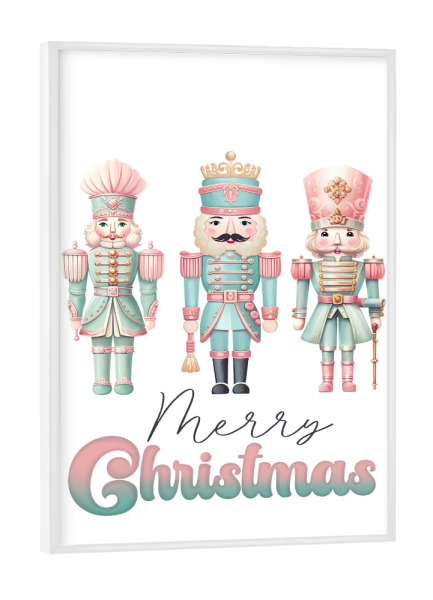 Poster mit weißem Rahmen "Blaue Weihnachtsnussknacker" artboxONE - Fashion,Weihnachten,Buchstaben,Festivals,Lustig