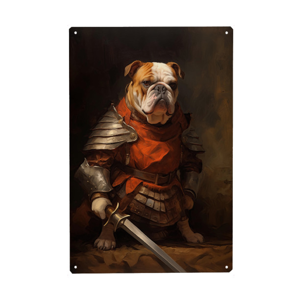 Metall Poster "Bulldoggenritter" artboxONE - Tiere,Lustig