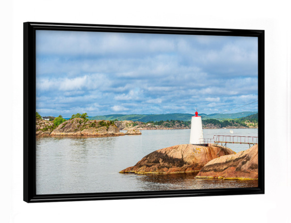 Poster mit schwarzem Rahmen "Kapelløya Leuchtfeuer" artboxONE - Natur,Reise,Architektur,Reise / Strand und Meer,Reise / Länder