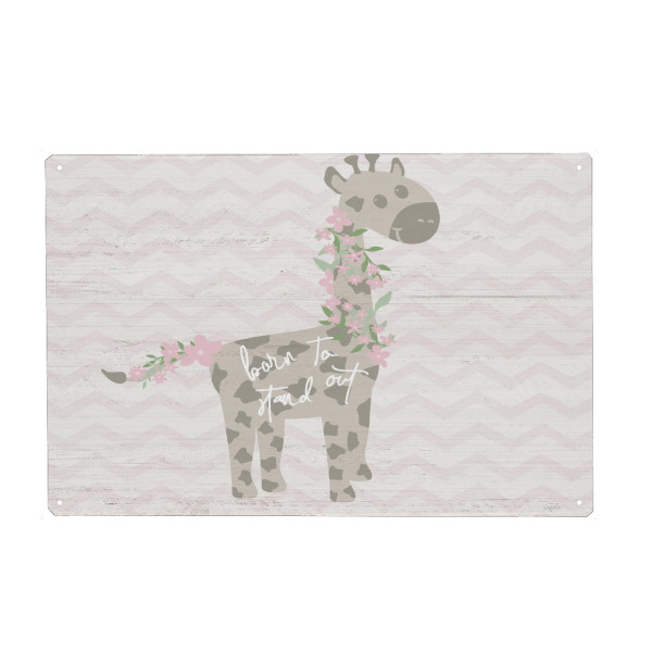 Metall Poster "Eine Blumengiraffe" artboxONE - Typografie,Für Kinder,Tiere - Giraffe,Blumen,Kinder,Kind,Kinder - Blechschild