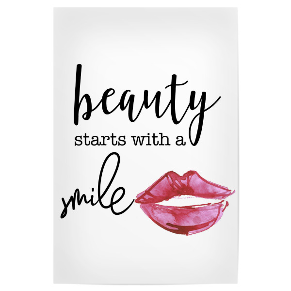 Poster "Beauty Starts With A Smile" artboxONE - Typografie,Fashion - Make-up,Lächeln,Lippen,Schönheit