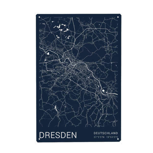 Metall Poster "Dresdner City Map" artboxONE - Städte / Dresden,Kartografie