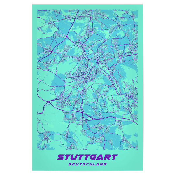 Poster "Stuttgart als Stadtplan" artboxONE - Städte / Stuttgart,Kartografie