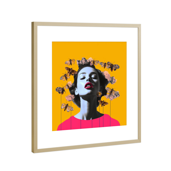 Poster mit Rahmen Gold "ORANGE FITNESS" artboxONE - Menschen,Schwarzweiß,Fashion,Für Mama - Frau,Schmetterling,Mode,Porträt,Gesundheit,Fitness