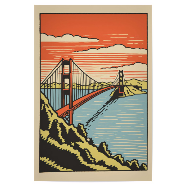 Poster 30x20 cm "Retro-Golden Gate" artboxONE - Architektur,Städte / San Francisco