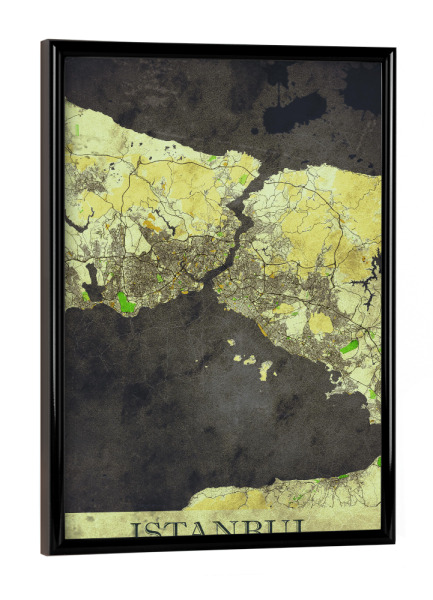 Poster mit schwarzem Rahmen "Istanbul Vintage City Map" artboxONE - Städte / Istanbul,Kartografie