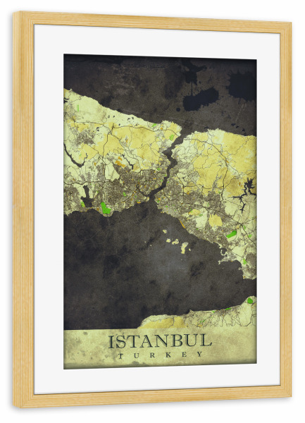 Poster mit Rahmen kiefer "Istanbul Vintage City Map" artboxONE - Städte / Istanbul,Kartografie