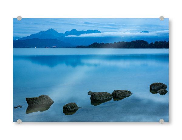 Acrylglasbild "Abend am Forggensee" artboxONE - Natur,Reise - Forggensee,Alpen,Berge,Füssen,Schwangau,Ostallgäu,Bayern,Deutschland,Rieden
