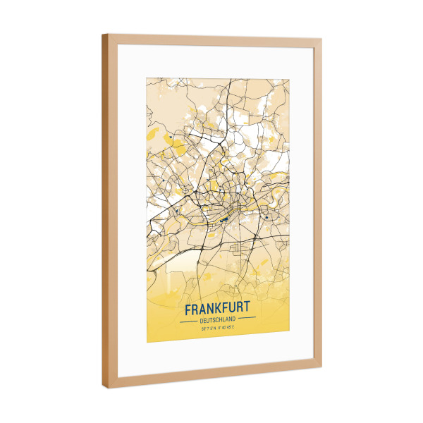 Poster mit Rahmen Kupfer "Citymap Frankfurt am Main" artboxONE - Städte / Frankfurt,Kartografie