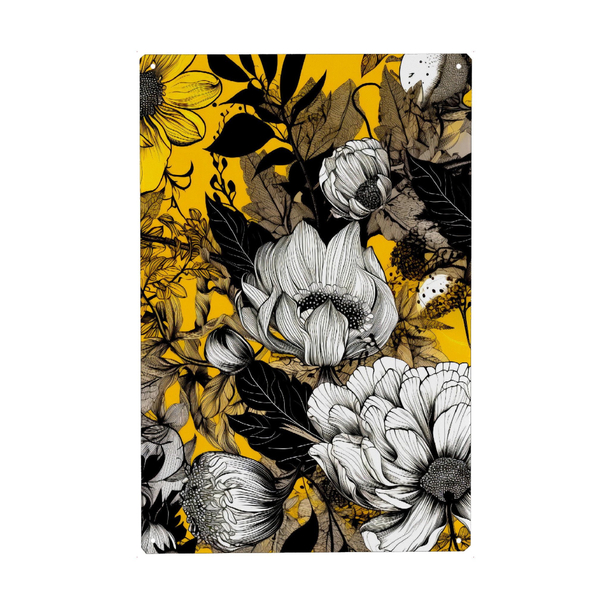 Metall Poster "Blumen und Blätter M" artboxONE - Natur,Floral - Natur,Blumen,Blumen,Botanische,Blätter,Blatt,Blumen,Garten - Blechschild