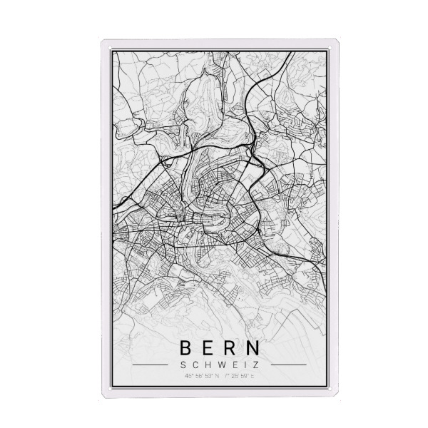 Holzbild "Berner City Map" artboxONE - Städte,Schwarzweiß,Kartografie
