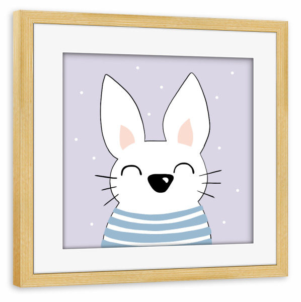 Poster mit Rahmen kiefer "Glücklicher Hase" artboxONE - Für Kinder,Tiere,Lustig