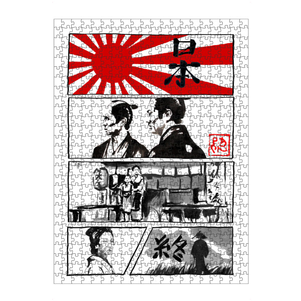 Puzzle Ravensburger "Manga Japan weiß" artboxONE - Reise / Asien,Männer - Japan,Manga,Samurai,Geisha,Sumie - Bild japan