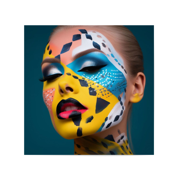 Poster 20x20 cm "Popart-Maskenbildner" artboxONE - Menschen,Schwarzweiß,Streetart,Für Mama - Make-up,Künstler,Kunst,Gesicht,Frau