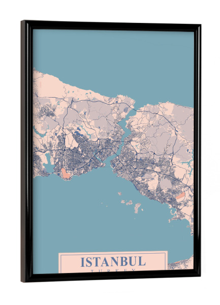 Poster mit schwarzem Rahmen "Istanbul Stadtplan" artboxONE - Städte / Istanbul,Kartografie