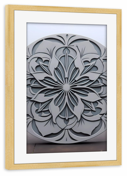 Poster mit Rahmen kiefer "Mandala - Beton - Dekorativ" artboxONE - Floral,Abstrakt,Architektur