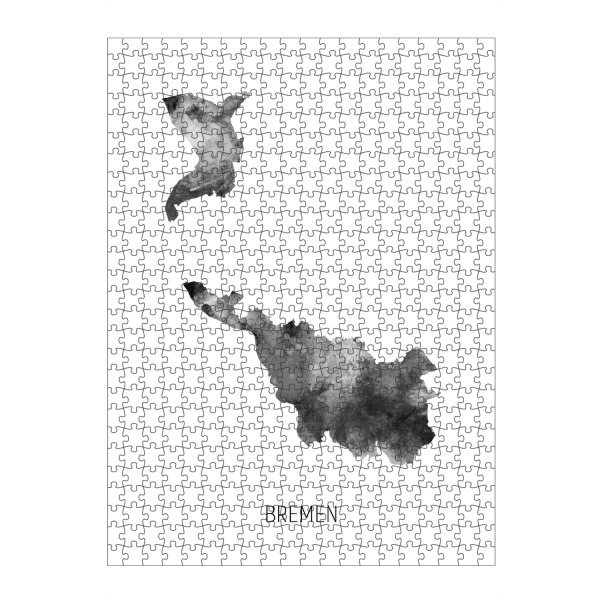 Puzzle Ravensburger "Bremer Stadt-Landesplan BW" artboxONE - Schwarzweiß,Kartografie - Bremen,Karte,Aquarell,Malerei,Stadtstaat,Deutschland