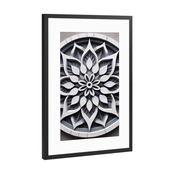 Poster mit Rahmen Schwarz (Metallic) "Mandala - Beton - Normal" artboxONE - Floral,Abstrakt,Architektur
