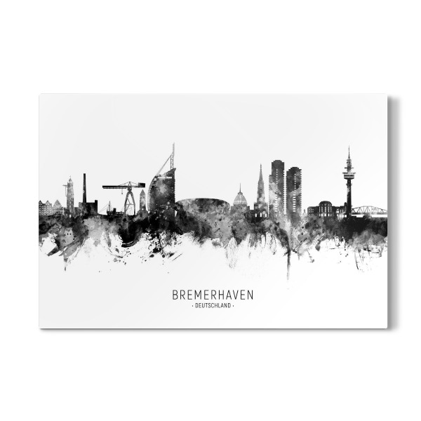 Galerie-Print "Bremerhaven Skyline BW Text" 30x20 cm artboxONE