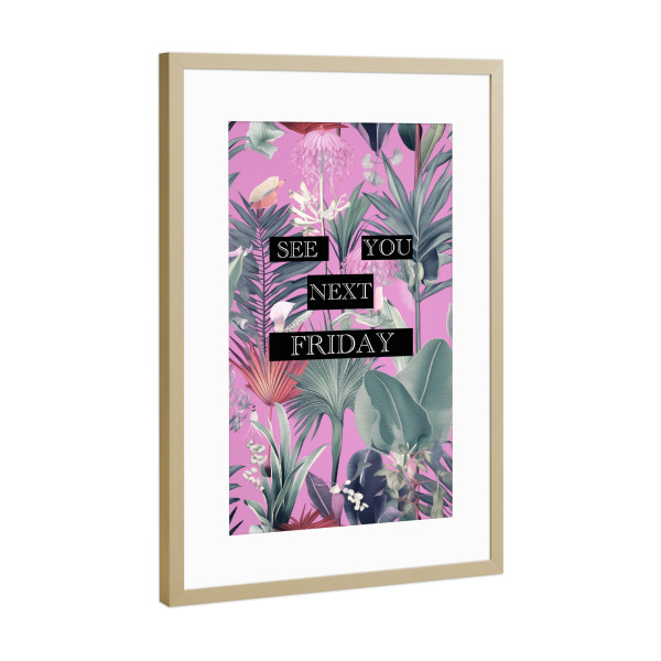 Poster mit Rahmen Gold "Florale Freundschaft" artboxONE - Typografie,Natur,Floral