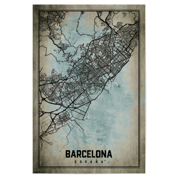 Poster 30x20 cm "Vintage Barcelona City" artboxONE - Städte / Barcelona,Kartografie