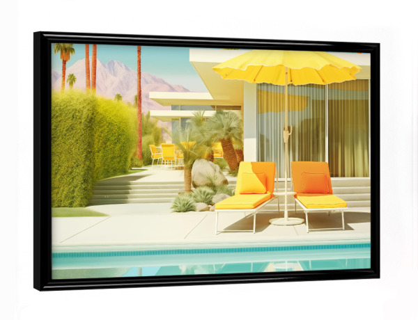 Poster mit schwarzem Rahmen "Gelber Sommer Palm Springs" artboxONE - Architektur,Geometrie,Reise / Länder