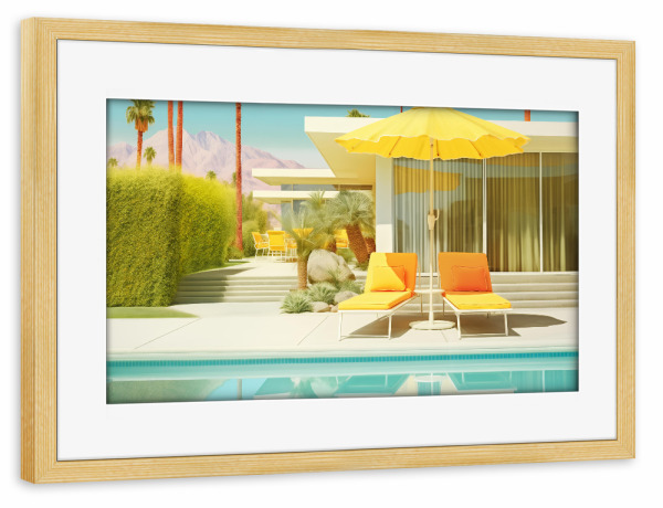 Poster mit Rahmen kiefer "Gelber Sommer Palm Springs" artboxONE - Architektur,Geometrie,Reise / Länder