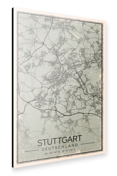 Alu-Dibond "Vintage City Stuttgart" 30x20 cm artboxONE
