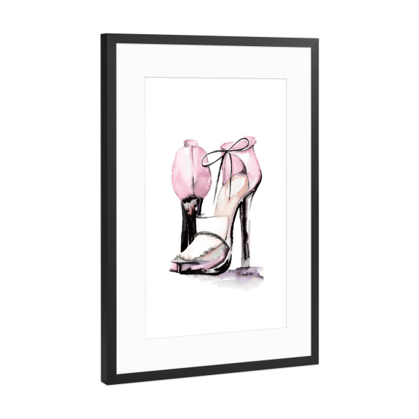 Poster mit Rahmen Schwarz (Metallic) "Loafer-Absatz" artboxONE - Menschen,Fashion - Absätze,Loafer,High heels