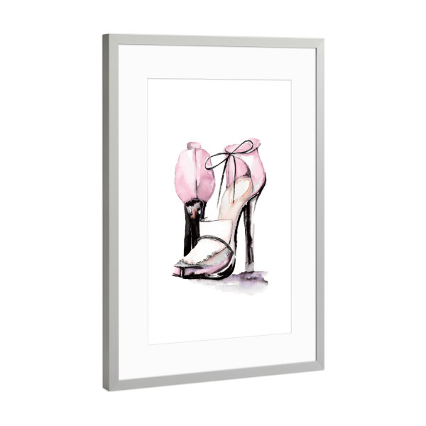 Poster mit Rahmen Silber "Loafer-Absatz" artboxONE - Menschen,Fashion - Absätze,Loafer,High heels