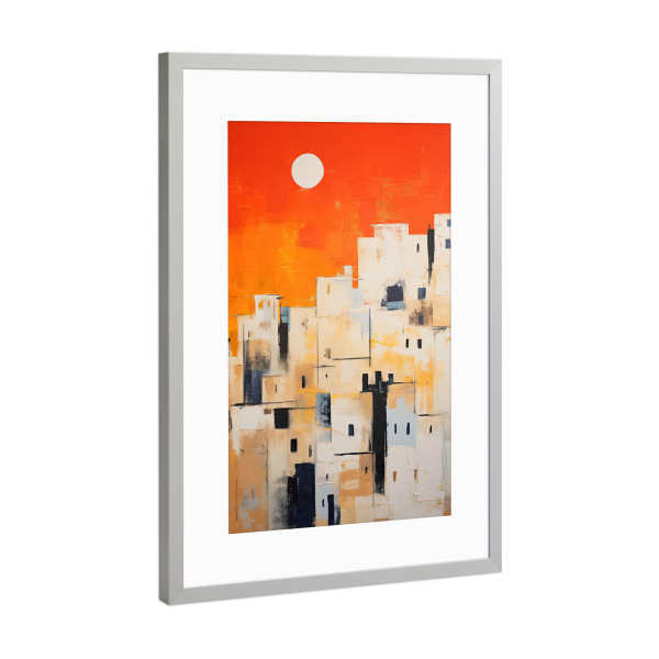 Poster mit Rahmen Silber "Abstrakte Wüstenstadt" artboxONE - Städte,Abstrakt,Architektur